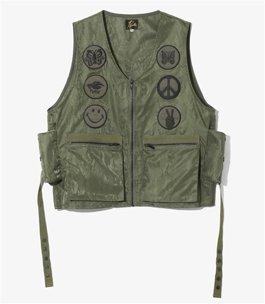 NEEDLES/RADIO VEST - PAPILLON JACQUARD SATEEN Vest - OLIVE