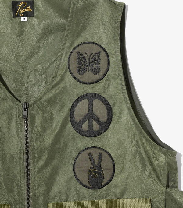 NEEDLES RADIO PAPILLON JACQUARD SATEEN Olive Vest