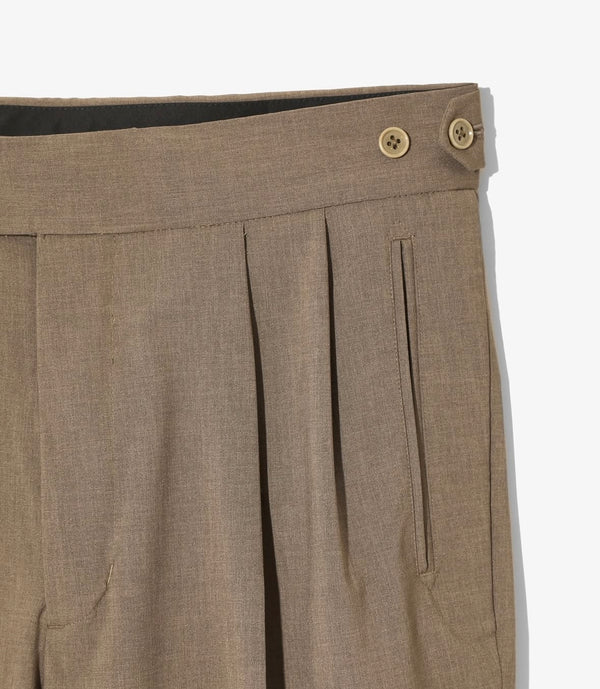 NEEDLES TUCKED POLY CLOTH Brown SIDE TAB TROUSER