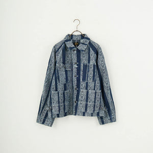 Needles Short Coverall-10oz Denim / Python Jacquard 25ss Python Pattern Short Coverall Jacket - インディゴ