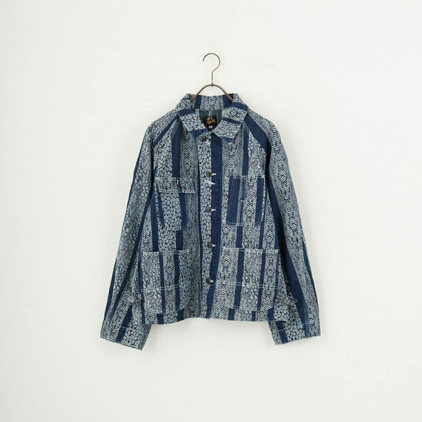 Needles Short Coverall-10oz Denim / Python Jacquard 25ss Python Pattern Short Coverall Jacket - インディゴ
