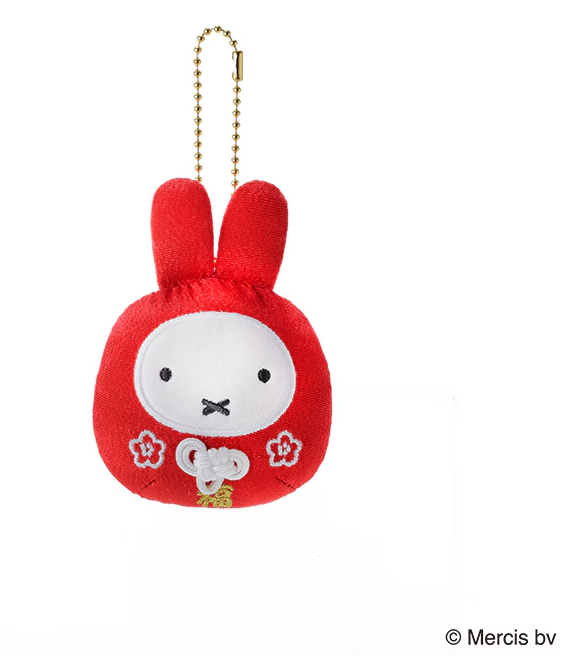 Miffy Fuku Daruma Hannari Mascot Keychain – Chirimen Style Lucky Charm
