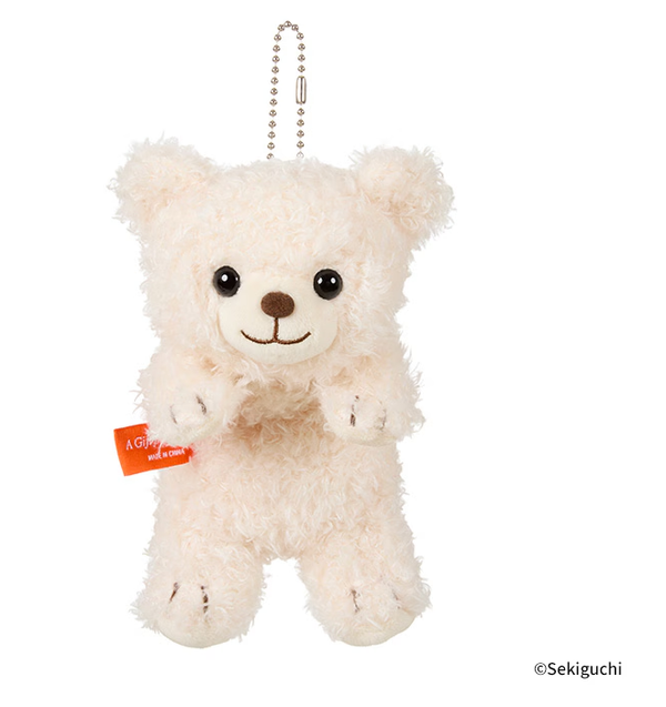 Playful Teddy Bear Mascot Keychain – White Plush Mini Toy