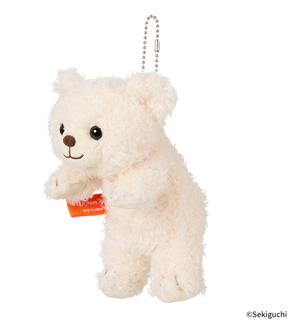 Playful Teddy Bear Mascot Keychain – White Plush Mini Toy
