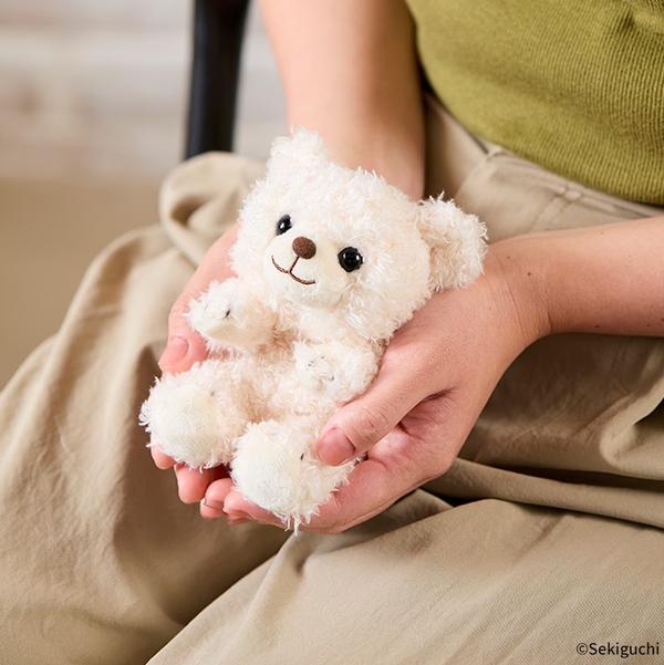 Playful Teddy Bear Mascot Keychain – White Plush Mini Toy