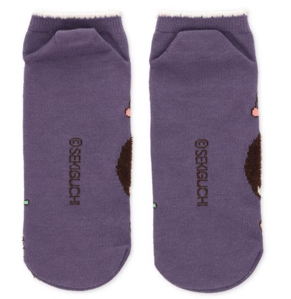 Monchhichi Ankle Socks Purple Face Pattern