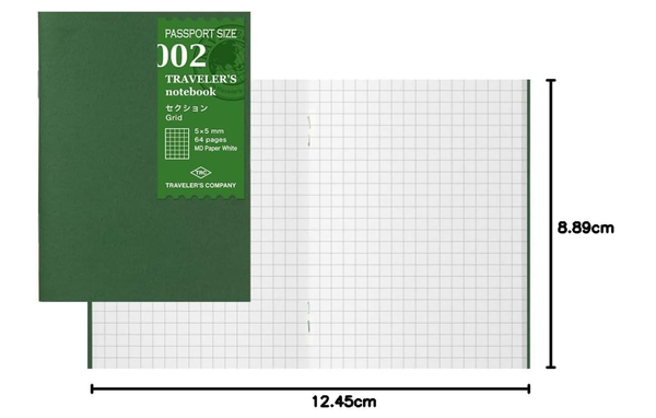 Traveler's Company Passport Size Notebook Refill – 5mm Grid MD Paper (2 Pack)