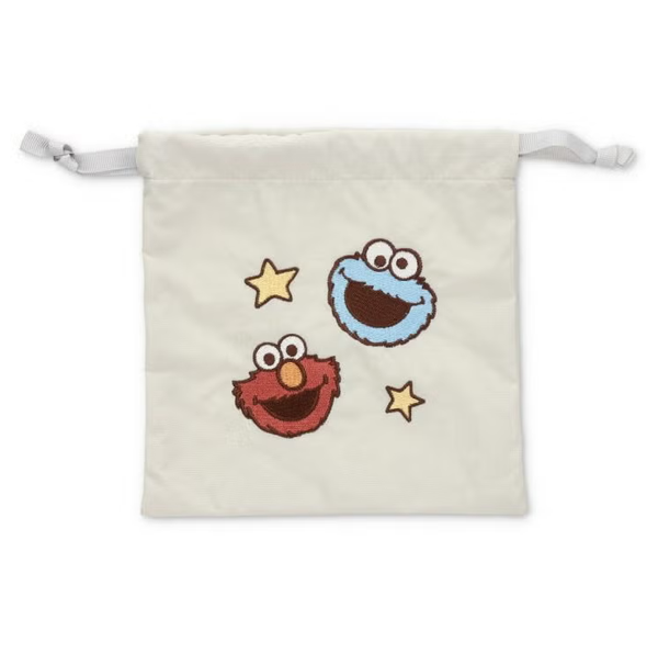 Sesame Street Embroidered Drawstring Pouch Gray