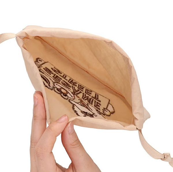Sesame Street Embroidered Drawstring Pouch Beige