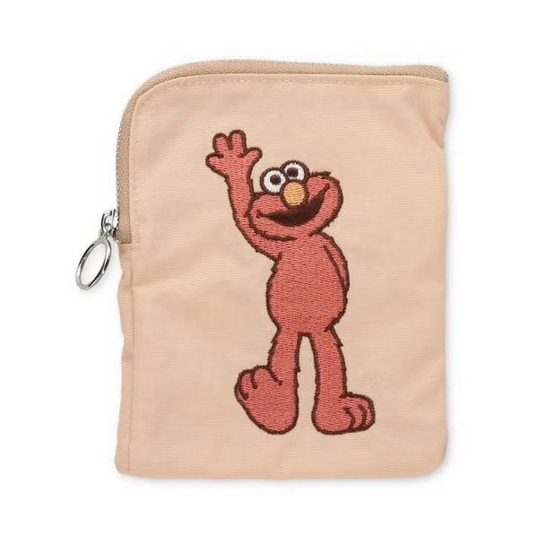 Sesame Street Embroidered Mini Flat Pouch Beige