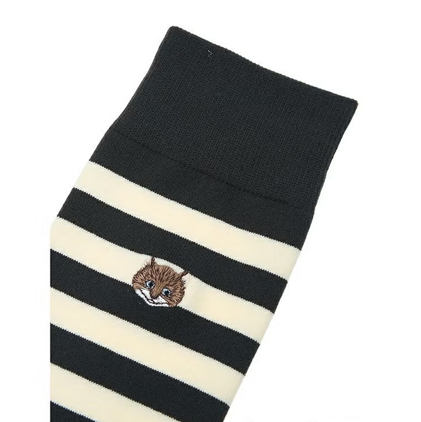 Alice × Samansa Mos2 Embroidered Border High Socks Black