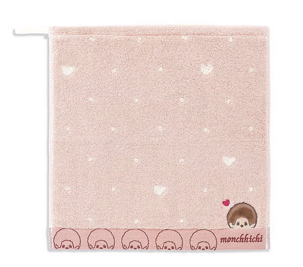 Monchhichi Loop Wash Towel – Dot Heart Pink Design