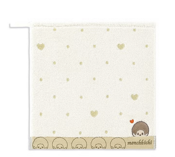 Monchhichi Loop Wash Towel – Dot Heart Ivory Design