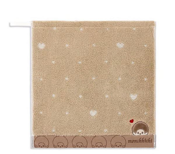 Monchhichi Loop Wash Towel – Dot Heart Brown Design