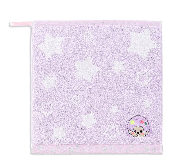 Monchhichi Loop Wash Towel Glitter Star PU Cotton Hand Towel