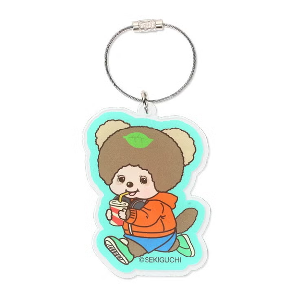 Monchhichi Tanutanu Retro Street Acrylic Ring Keychain