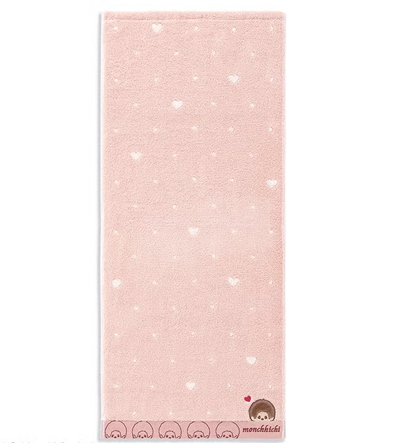 Monchhichi Dot Heart Cotton Face Towel – Pink
