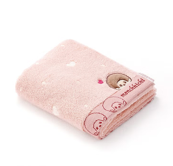 Monchhichi Dot Heart Cotton Face Towel – Pink