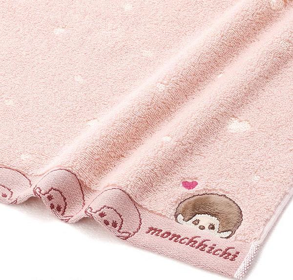 Monchhichi Dot Heart Cotton Face Towel – Pink