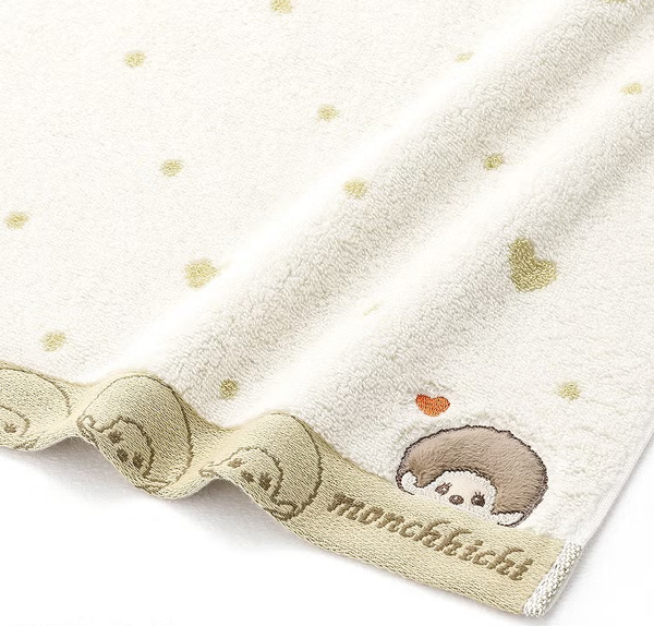 Monchhichi Dot Heart Cotton Face Towel – Ivory