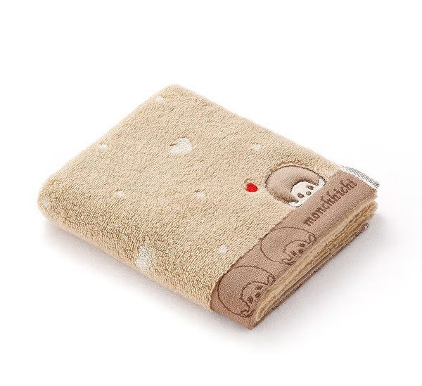 Monchhichi Dot Heart Cotton Face Towel – Brown