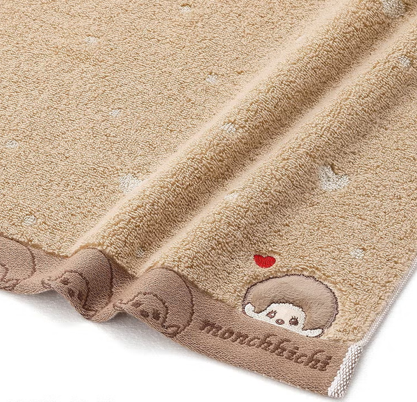 Monchhichi Dot Heart Cotton Face Towel – Brown