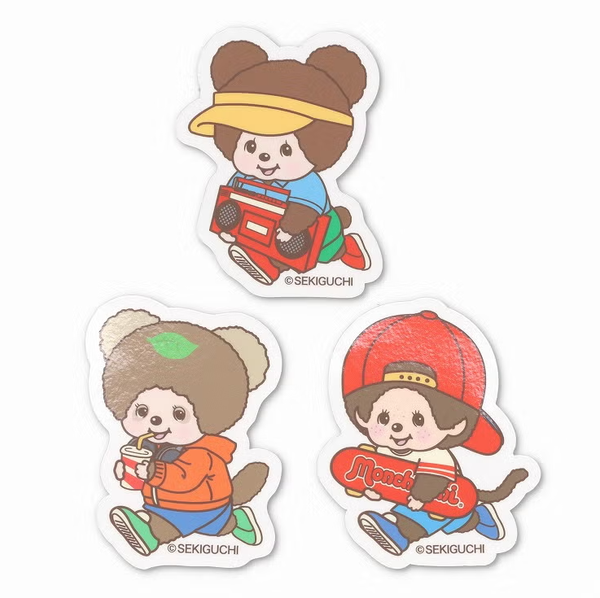 Monchhichi Retro Street Clear Sticker Set (3 Pieces)