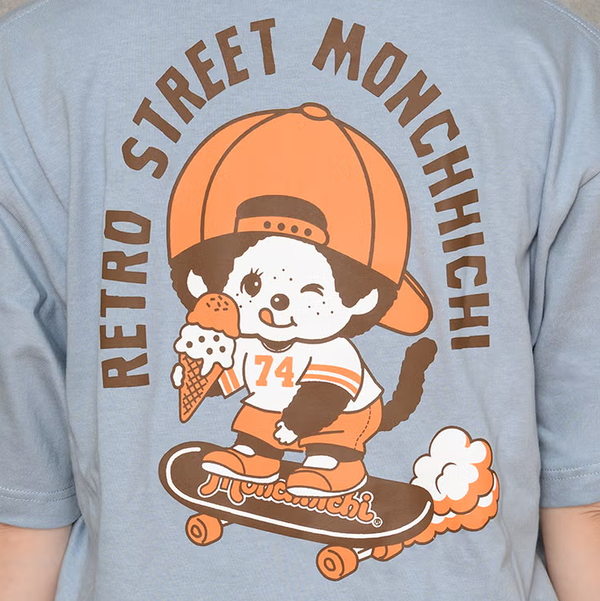 Monchhichi Retro Street Skateboard Graphic T-Shirt L Size