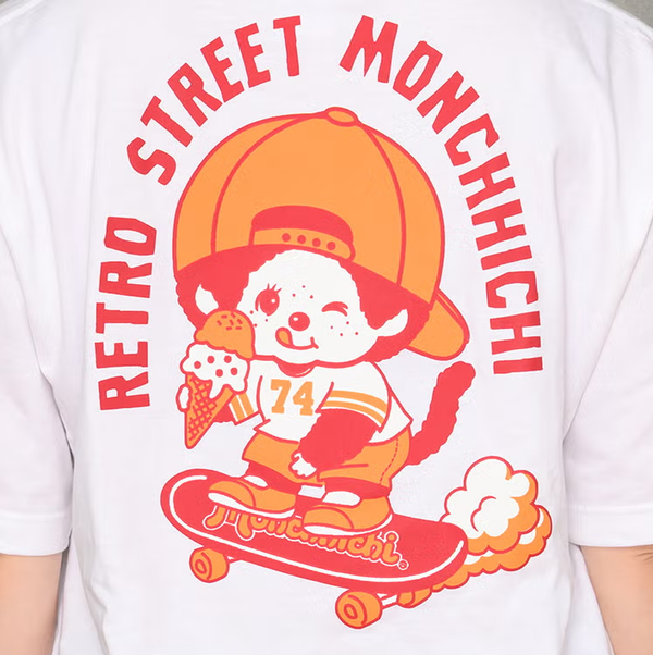 Monchhichi Retro Street Skateboard Graphic T-Shirt L Size