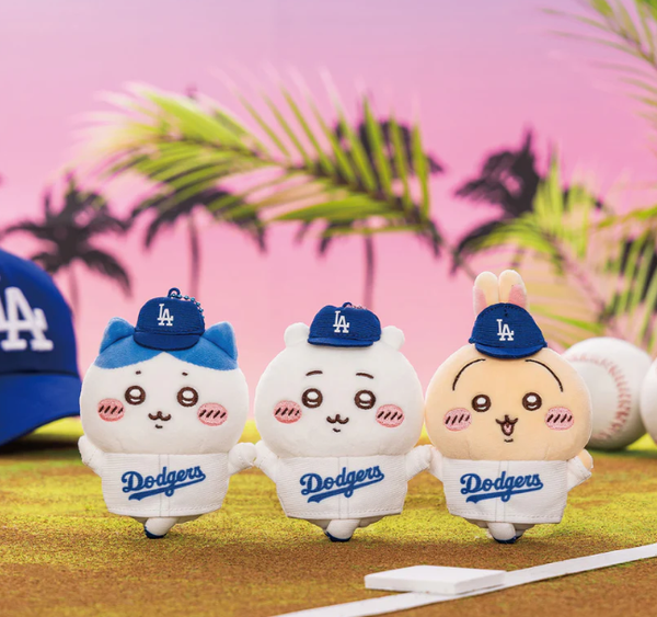 Chiikawa x MLB Tokyo Series 2025 Dodgers Mascot Plush Keychain 3 Piece Set