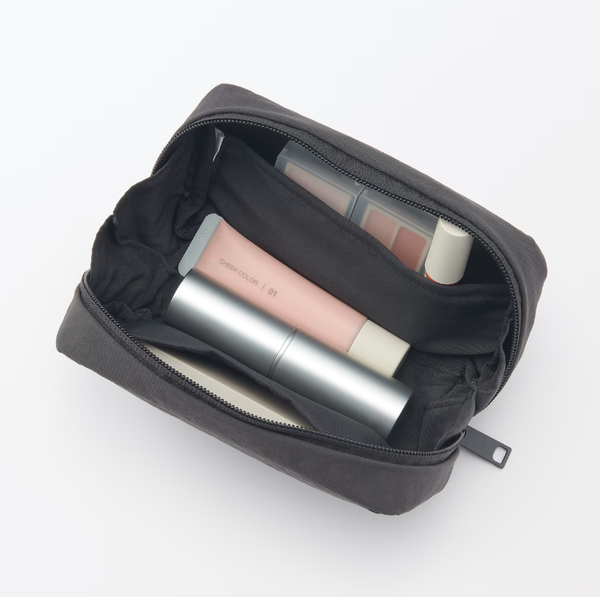 Muji Wrinkled Nylon Wide Opening Cosmetic Pouch M