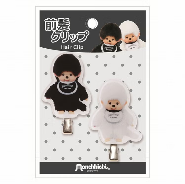 Monchhichi Black & White Acrylic Hair Clip Set of 2