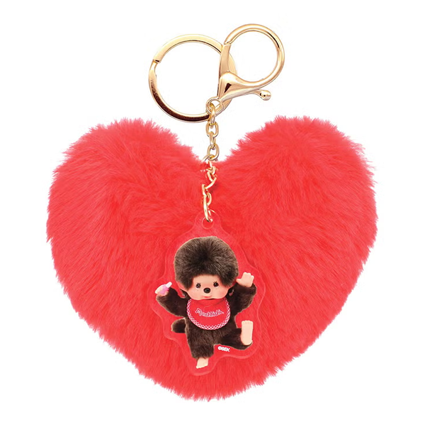 Monchhichi Heart-Shaped Fur Keyring