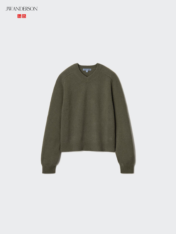 【PRE-ORDER】UNIQLO × JW ANDERSON Wool Cashmere V-Neck Short Sweater Style 487514