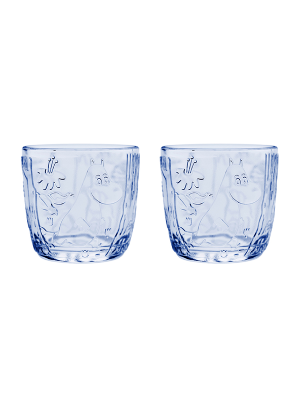 Moomin Arabia Aqua Blue Tumbler Glass Pair
