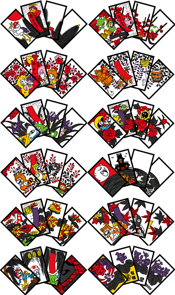 Nintendo Super Mario Bros Hanafuda Red & Black playing Card Set