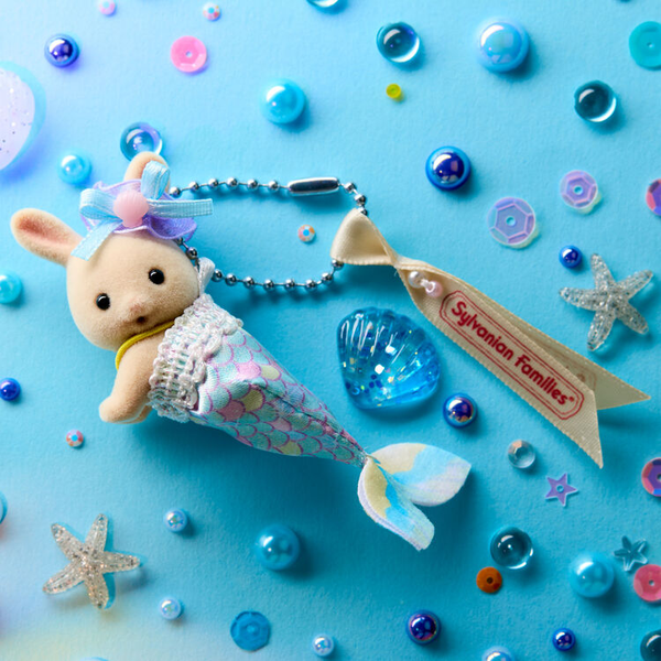 Sylvanian Families Milk Rabbit Baby Mermaid Keychain Crawling Figure Charm