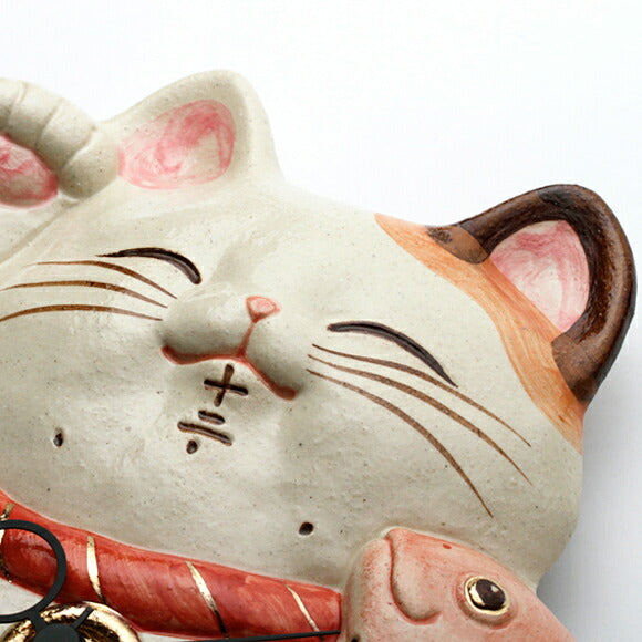 Seto ware Japanese Lucky Cat Ceramic Pendulum Wall Clock CY-Y9811