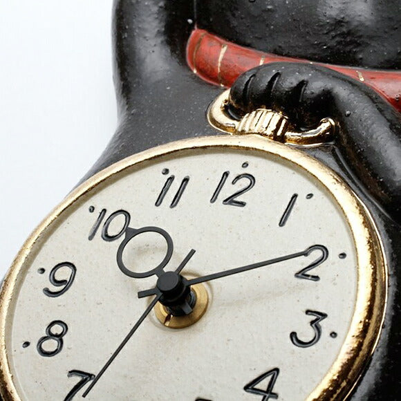 Japanese Ceramic Lucky Cat Pendulum Wall Clock Black Cat Design Pre order