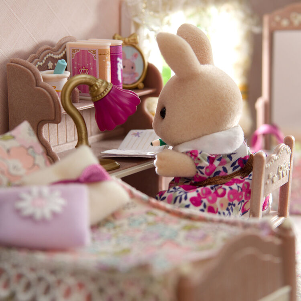 Sylvanian Families Liberty Print Kids Bedroom Set with Milk Rabbit Girl Rebecca