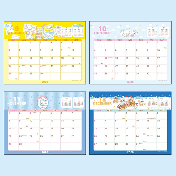Sanrio 622095 Ring Calendar 2026 Cinnamon Roll Tabletop Paper Calendar