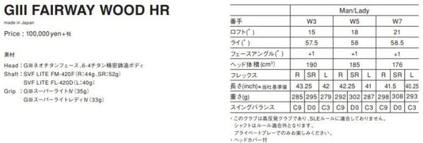 Globeride G3 HR Fairway Wood 2020 Golf Club