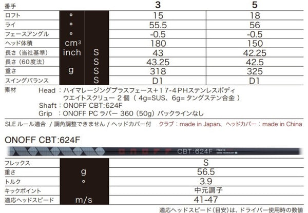 ONOFF Fairway Arms KURO CBT624F Fairway Wood 2023 Golf Club