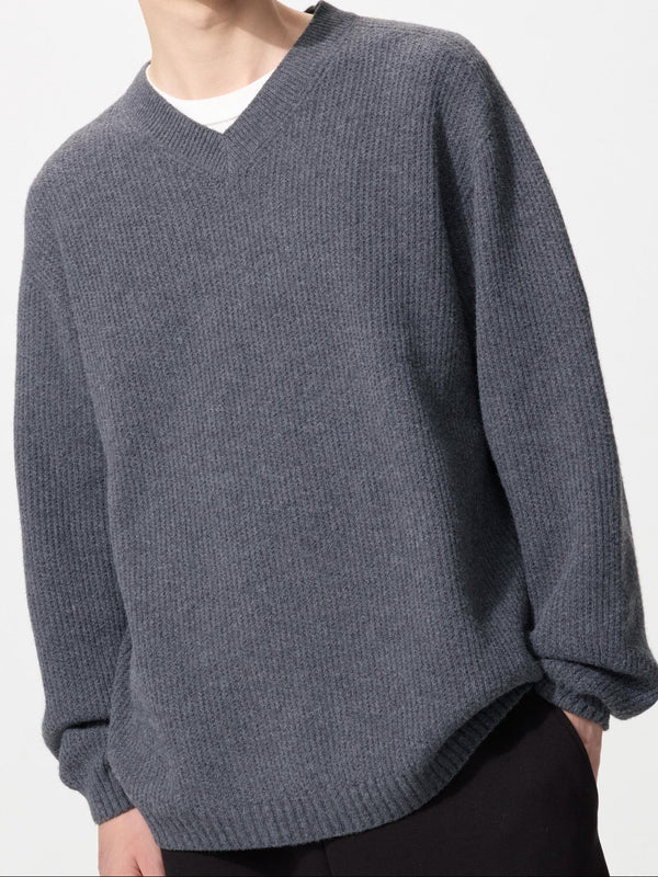 3D Soufflé Yarn V-Neck Sweater