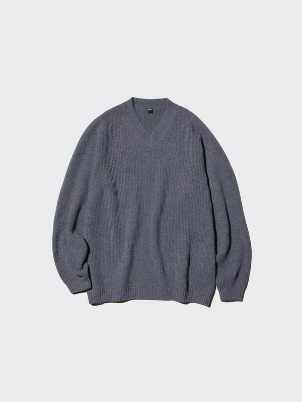 3D Soufflé Yarn V-Neck Sweater