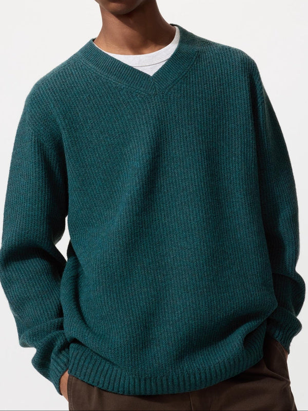 3D Soufflé Yarn V-Neck Sweater