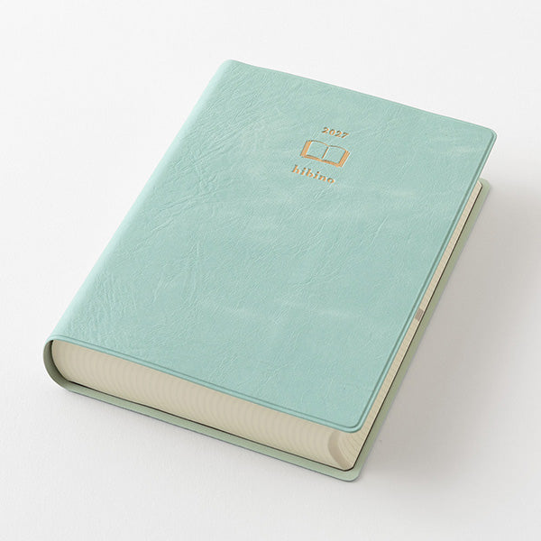 Diary hibino A6 2027 – Blue Green Monthly Block + 2 Pages Per Day Planner