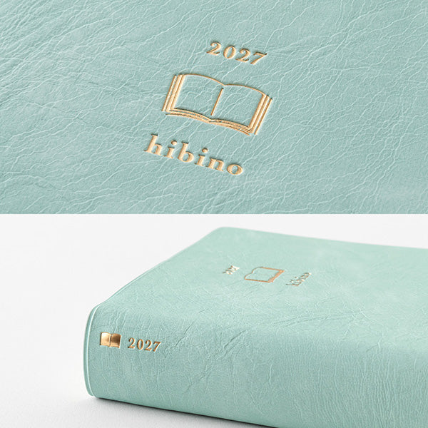 Diary hibino A6 2027 – Blue Green Monthly Block + 2 Pages Per Day Planner
