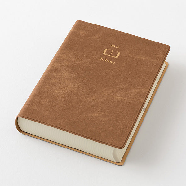 Diary hibino A6 2027 – Camel Monthly Block + 2 Pages per Day