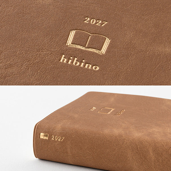 Diary hibino A6 2027 – Camel Monthly Block + 2 Pages per Day